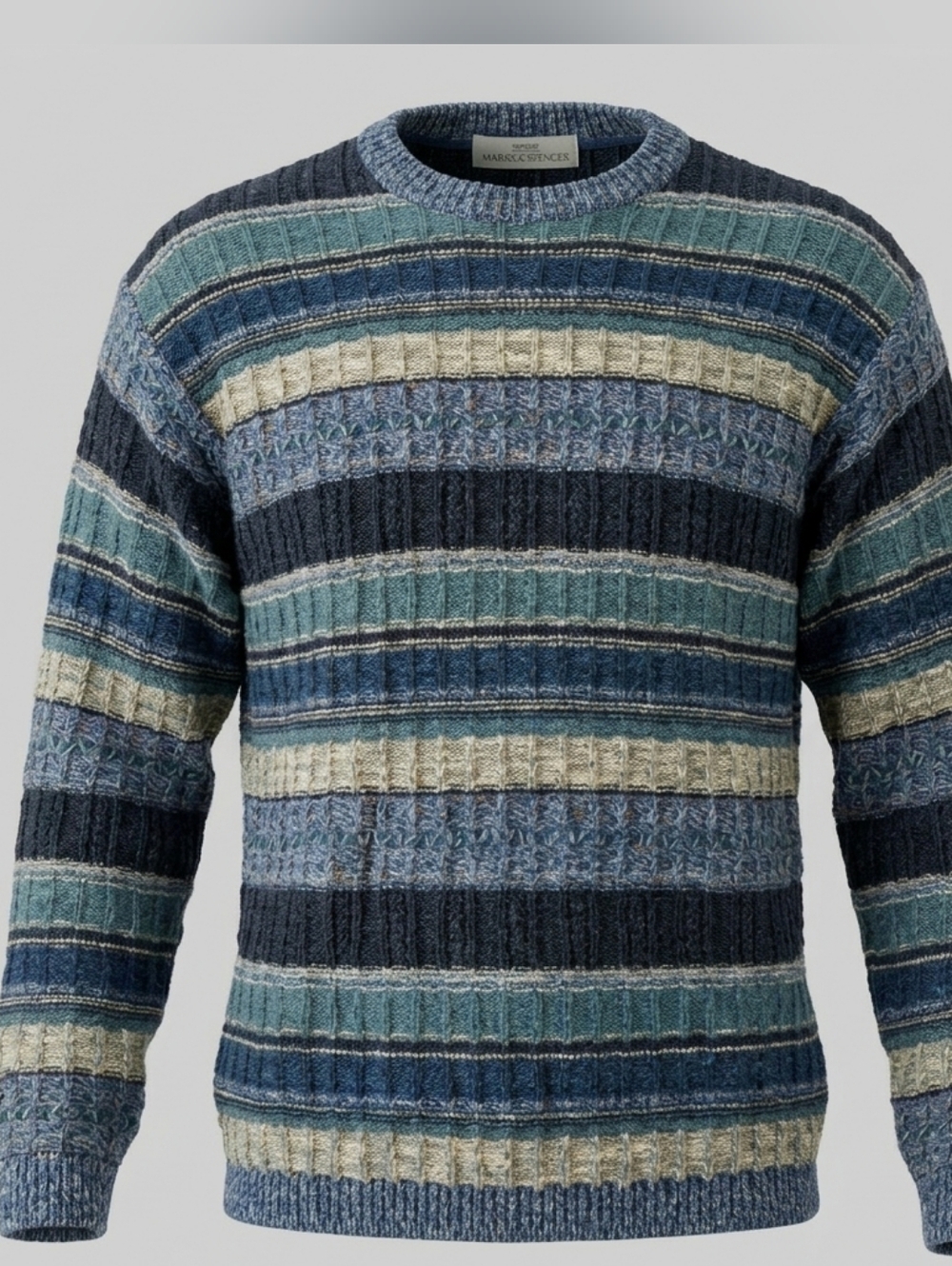 Vintage St Michael From Marks& Spencer Wool Blend Grandpa Striped Sweater Size S